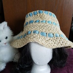 Route 66 straw fabric floppy hat